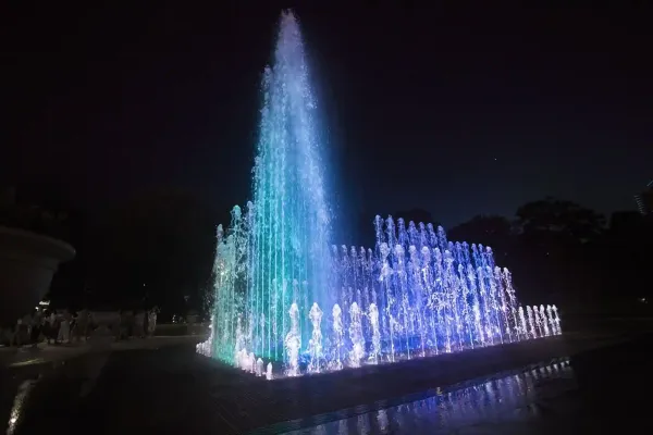water labyrinth dancing fountain ningbo church blue light